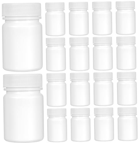 20pcs 50ml Plastic Empty Pill Bottles with Caps Tablet Bottle Case for Chemical Container Sample Storage