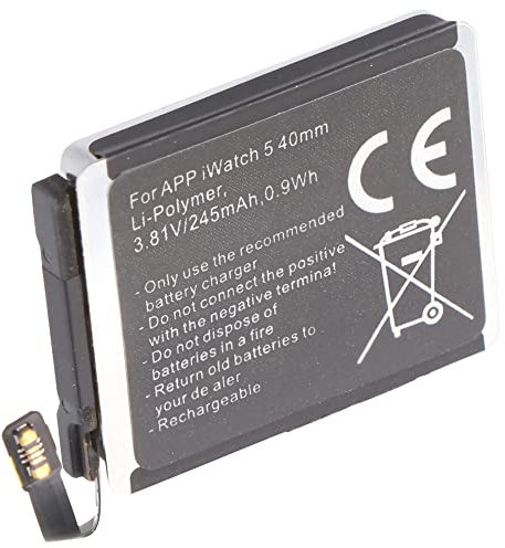 Batteria adatta per Apple Watch 5 40 mm, A2092, ai polimeri di litio, 3,81 V, 245 mAh, 0,9 Wh, built-in, senza attrezzi