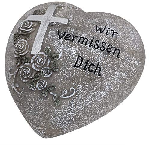 PrimoLiving Grabschmuck Gedenkstein Grabstein (XL Herz Wir vermissen Dich)