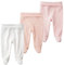 BINIDUCKLING Baby 3er Pack Hohe Taille Hose mit Fuß - aus Baumwolle - Baby Pumphose Strampelhose mit Fuß für Jungen Mädchen, 0-3 Monate, Rosa