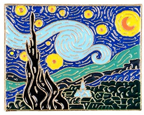 Van Gogh Gemälde Brosche Sternenhimmel Mond Nacht Kunstwerk Broschen Romantische Dorfbaum Pin Abzeichen Für Kleidung Zubehör DIY Crafts