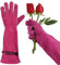 KIM YUAN Rose Pruning Gloves for Women Men Gardening, Long Ladies Thorn Proof Garden Gloves (Medium, Red)