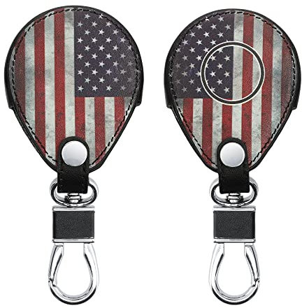 kwmobile Accessoire Clé de Voiture Compatible avec Clef de Moto Harley Davidson - Coque de Protection en Simili Cuir - Drapeau américain Bleu-Rouge-Blanc