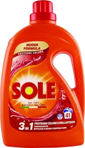 Sole Detersivo Lavatrice Proteggi colore 41 Lavaggi, Formula igienizzante, Detersivo Lavatrice Liquido Proteggi colore, rimuove le macchie a basse temperature
