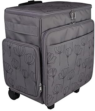 Everything Mary Rolling Craft Bag, Purple Floral - Papercraft Tote with Wheels for Scrapbook & Art Storage - Organizer Case for IRIS Boxes, Supplies & Accessories - for Teachers & Medical