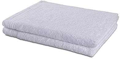 SABANALIA - Toalla Rizo Americano 600 grs, 100% algodón, Alto Grosor, Sorprendente Capacidad de Secado, Gran Capacidad para Absorber Agua, Pack 2 - Lavabo 50x100, Blanco