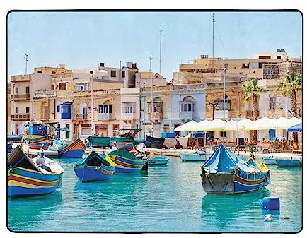 Coastal of Malta Teppich Flanell Teppich rutschfeste Eingangstür Bodenmatte waschbar große Teppiche für Schlafzimmer Wohnzimmer Wohnkultur 160 x 121,9 cm