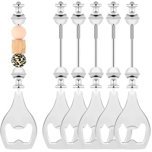Knadgbft 6 Pcs Beadable Beer Opener Reusable Bottle Opener for Bartenders DIY Bead Bottle Opener