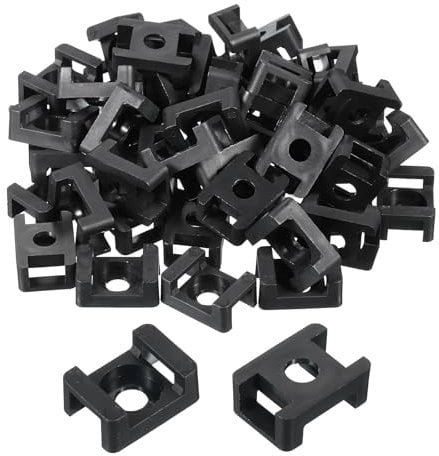 sourcing map 500pcs Cable Tie Base Saddle Type Mount Wire Holder, 22.3x15.9x9mm Wire Clips Organizer Holders Clamps for Electronic Wires Organized Black 0.21 Dia