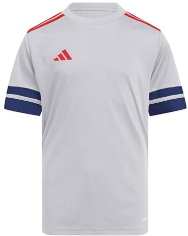 Adidas Unisex Kinder SQUADRA25 Jersey Short Sleeve Kids, Glory Grey/Team Navy Blue 2/Pure Ruby, 15-16 Years