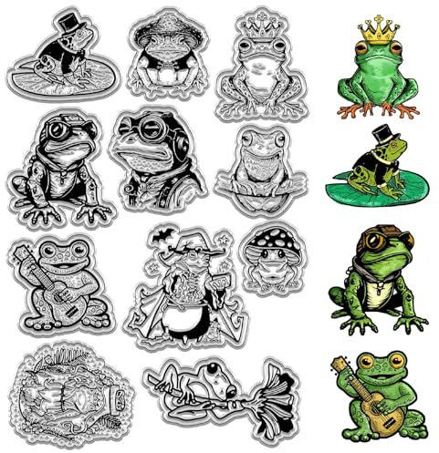 CRASPIRE Klare Stempel „Frosch“, Tierpilz, Wiederverwendbar, Poststempel, Transparente Silikon-Stempelsiegel Für Journaling, Kartenherstellung, Dekor, DIY, Scrapbooking, Filmrahmen Fotoalbum Dekorativ