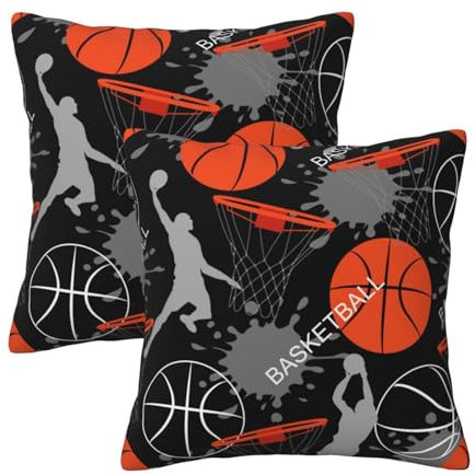 2 Stücke Kissenbezug Anime-Basketball Kissen-Bezug Outdoor Zierkissenhülle Retro Kissenbezüge Für Sofa, Auto, Garten, 45X45Cm