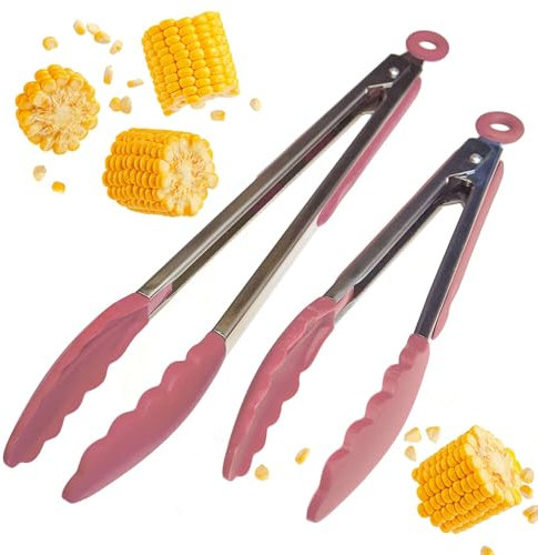 Starpack Get a Grip Silikon-Küchenzange zum Kochen (2 Stück) – Grillzange für Grill, hitzebeständig bis 315 °C, Edelstahlzange mit Antihaft-Silikonspitzen, 22,9 cm, 30,5 cm Zange zum Servieren von