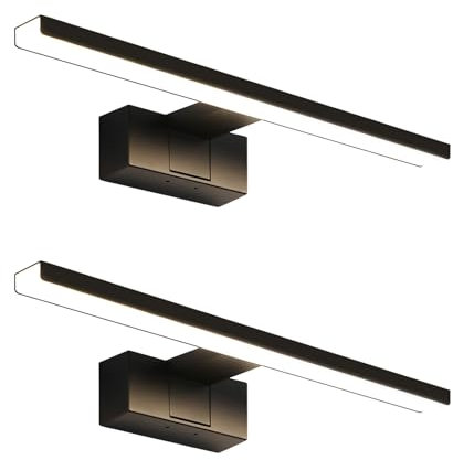 Homefire 2ER Spiegellampe LED Spiegelleuchte Bad - 40CM Badezimmer Schwarz Badlampe Wand Wasserdicht IP44 Wandlampe Modern Neutralweiß 4000K Wandleuchte für Keller Küche Badschrank