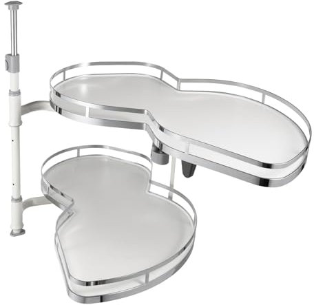 OMGGYER 2-Tier Eckschrank Küche Drehbeschlag, Metall Eckschrank Beschlag Ausziehaufbewahrung, Küchen Eckschrank Auszug mit Tablarboden für Unter-Schrank, Tragfähigkeit (jedes Tablett) 15kg