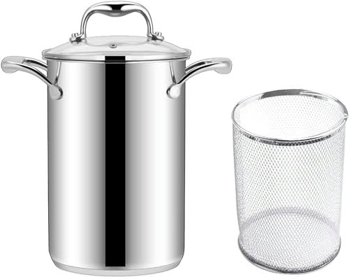 BTURYT 18/10 Edelstahl -Spargel -Topf, Gemüsedampfer, Pasta -Topf, 4L -Nudelofen Mit Abnehmbarem Korb Und Glasabdeckung Für Zuhause, Küche, Restaurant, Apt