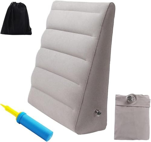 Aufblasbares Reise-Keilkissen mit Luftpumpe, tragbares, leichtes Bettkeilkissen zum Schlafen, Beinerhöhungskissen zur Linderung von Schwellungen, Dreieckskissen nach Operationen, mit waschbarem Bezug