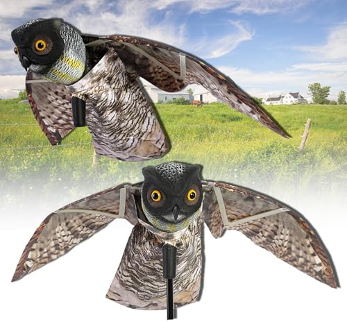 Prowler Eule mit beweglichem Flügel, Garten-Vogelscheuche für Garten, Hof, Outdoor, Raubfisch-Lockvögel, PE-Eule, Gartenskulptur, künstliche Eule, Lockvogel