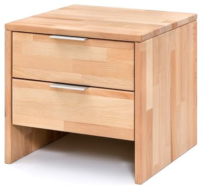 WOODLIVE DESIGN BY NATURE Nachttisch Nick aus massiver Kernbuche inkl. 2 Schubladen