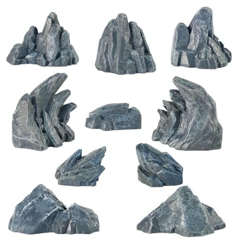 GWBox 10Pcs Fake Miniature Rockery Diorama Rocks Bonsai Ornament Accessories Miniature Stone for Diorama Supplies Miniature Terrain Fairy Garden Zen Garden Accessories Terrarium Decor Fish Tank Decora