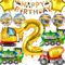 Hierein Geburtstagsdeko 2 Jahre Jungen, 12 Stück Bagger Luftballons Kindergeburtstag Deko, XXL Baustelle Ballons Deko Geburtstag mit Happy Birthday Banner für 2 Jahre Jungen Kinder, Party Deko