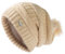 TOP-EX Damen Beanie 100% Wolle Strickmütze mit Bommel - Satinfutter & Winddicht für Winter Outdoor-Sport - Beige