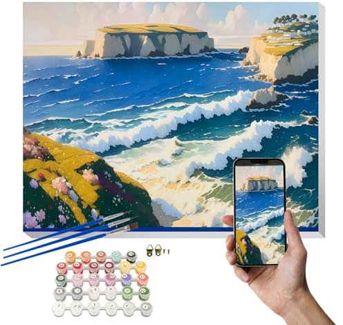 SENSING Personnalisée Peinture par Numéros pour Adulte, DIY Peinture Acrylique pour Adultes Enfants débutants Facile sur Toile avec peintures et pinceaux, Faites Votre Propre Photo