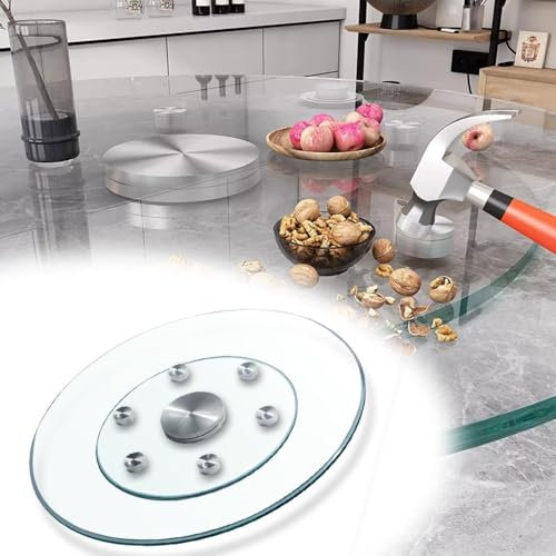 DAQXYH 50cm 80cm 100cm Plateau De Service Rotatif De Table Rotatif, Plateau Tournant De Cuisine Lazy Susan, Plaque De Service Ronde En Verre Trempé, Organisateur De Table Épais Et Robuste(50cm/20inch)
