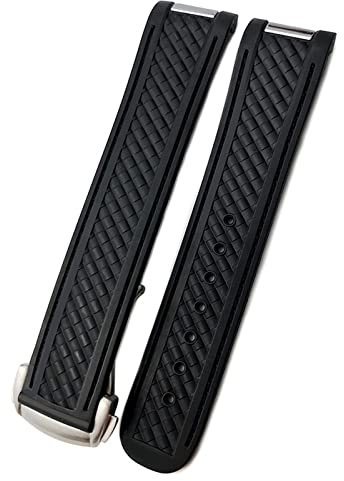 OFWAX 20mm Rubber Silicone Watch Band For Omega Strap Seamaster 300 AT150 Aqua Terra Ultra Light 8900 Steel Buckle Watchband Bracelets(Black,20mm Rose Gold)