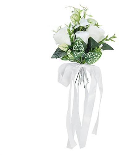 Sluffs Wedding Chair Flowers,Wedding Aisle Chair Decorations Artificial Chair Flowers With Drapery,Pe White Wedding Chair With Silk Belt for Party Photography Wedding