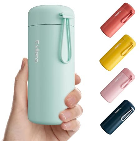 Exllena Trinkflasche klein 300ml – Mini-Thermosflasche mit Silikon-Griff, 100% Auslaufsicher, kleine Trinkflasche edelstahl für Milch, Kaffee...– Perfekt für Handtasche und unterwegs(Minze)