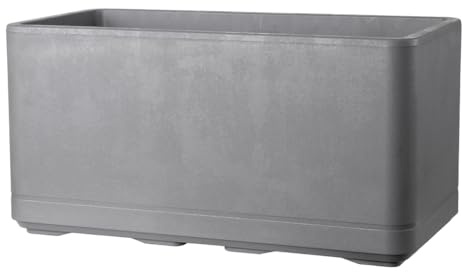 Kreher Pflanzkasten Cosmo XL mit Rollen (Grau, 80 L) | Integrierte Wasserstandanzeige, mobil und standfest für Garten, Balkon, Terrasse, Restaurant & Gewerbe