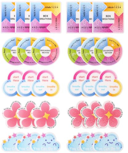 30 Stück Sensorische Aufkleber, Fidget-Aufkleber mit 2 Texturen Taktile Atemaufkleber Selbstklebende Beruhigungsstreifen Achtsamkeitsaufkleber Beruhigende Aufkleber für Kinder und Erwachsene
