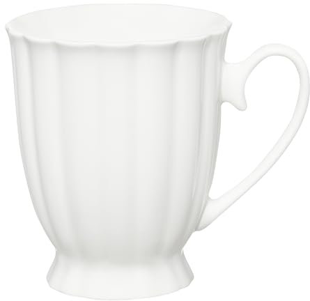 AMBITION Taza de café con pie, 310 ml, taza de porcelana rizada, vintage, apta para lavavajillas y microondas, 1 unidad