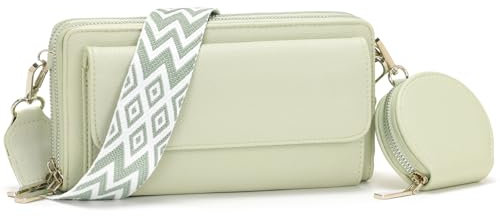 Snmoec sac telephone portable femme pochette telephone portable sacs bandoulière femme Avec porte-monnaie et fente pour carte petit sac a main vert clair