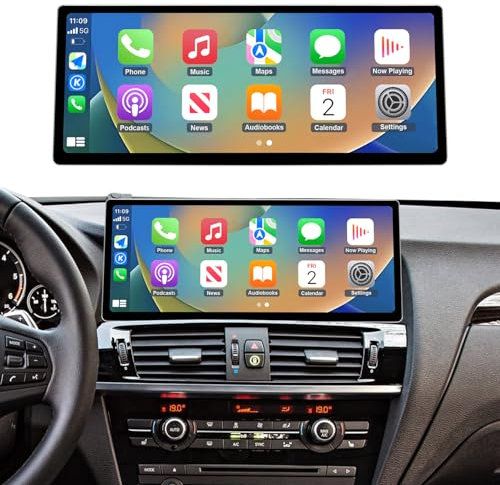 Road Top CarPlay Bildschirm, 12.3 Zoll Autoradio Stereo für BMW X3 X4 Serie F25/F26 mit NBT System(2013-2016 Jahr), Autoradio mit schmaler Blende für CarPlay/Android Auto/MirrorLink