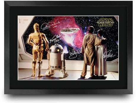 HWC Trading Star Wars 5 (Empire Strikes Back) Scene 3 Geschenke Geducktes Signiertes Autogramm Foto für Fans von Film Memorabilien - A3 Gerahmt