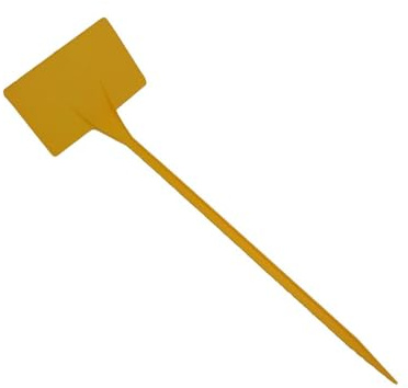 Etiquetas con pincho para identificar plantones, huertos, viveros, macetas | Marcadores Inclinados para Etiquetar Macetas y Jardineras | Color AMARILLO | Altura: 45 cm | Set de 20 etiquetas