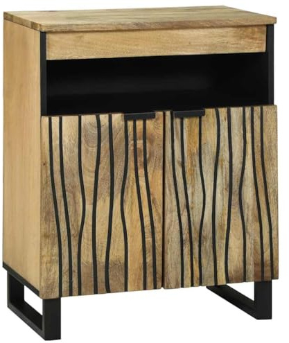 vidaXL Sideboard Braun 60 x 33 x 75 cm massives Mangoholz, Funktionale Stauraum-Lösung, rustikales Sideboard, strukturierte Mango-Holz, stabile Schränke, modernes Design