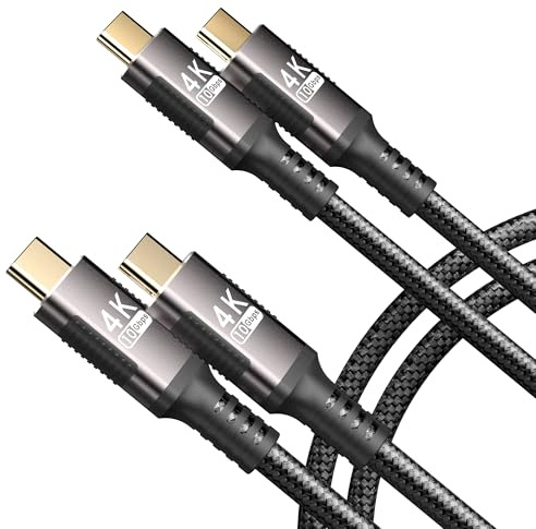 KMMXXCPM USB C auf USB C Kabel [2 Stück 1M] Kompatibel mit Thunderbolt 3 Cable,USBC 3.1 Kabel Data Transfer 10Gbps,Type-C 100W Fast Charging,4K@60Hz/2K@120Hz Video Transfer for Monitor,Laptop,Hub,SSD.