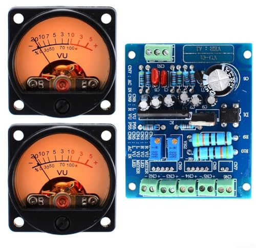VU Meter, 2 Stück Analog VU Meter Panel Kit Hintergrundbeleuchtung Dezibel/Level Tester mit VU Driver Board