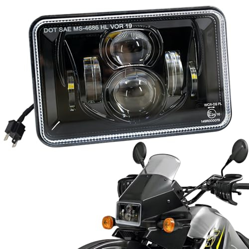 ANEELV E-geprüfter 4x6 Zoll LED Motorrad Scheinwerfer 160x100 mm, Universal Umbauscheinwerfer, Fern- & Abblendlicht, 3-poliger Anschluss, IP67, passend für Kawasaki Suzuki Yamaha Honda