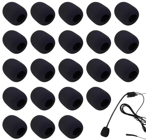 20 Stück Mini-Mikrofon Headset Windschutzscheibe, Popschutz Mikrofon, Schaumstoff Mikrofon Windschutz, Lavalier Windschutz für Klein Mikrofon, Lavalier-Kopfhörer, 8×22×30mm (Schwarz)