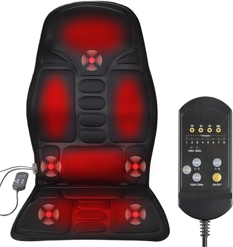Kensbro Massagesitzauflage mit Wärme und Vibration, Massageauflage Nacken, Schulter und Rücken, Massagesessel, Sitzkissen zur Entspannung im Büro und Zuhause, Rückenmassagegerät für Männer, Frauen