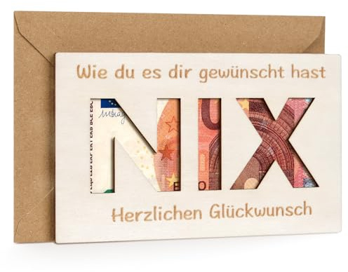 HOLDLEAF Geldgeschenke Geburtstag NIX,Geldgeschenk Verpackung mit Umschlägen,Individuelles Lustige Geschenke für Geburtstag Reisen Urlaub Hochzeit