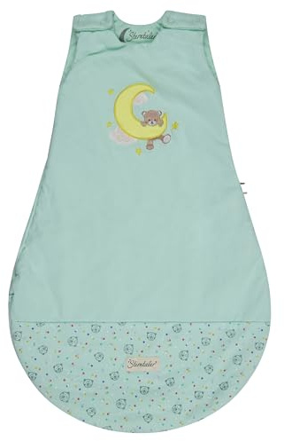 Sterntaler Babyschlafsack 44 cm Bär Bo, Polycotton mit Stickerei, Hydrocool-Futter, Wattierung, Zwei-Wege-Reißverschluss, Mesheinsatz für PrimaKlima, 50×32×2 cm, mintgrün, 1,50 TOG, Größe 44