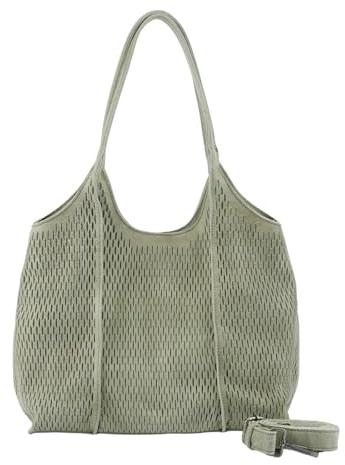 FREDsBRUDER Leder Schultertasche Umhängetasche Soft Cut Hobo Bag Leaf khaki