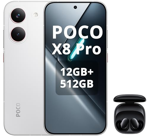 XIAOMI Poco X8 Pro Smartphone 12 GB + 512 GB, procesador Dimensity 8500-Ultra, batería de 6500 mAh, pantalla AMOLED ultra brillante, cámara principal Sony IMX882 de 50 MP con OIS, color blanco