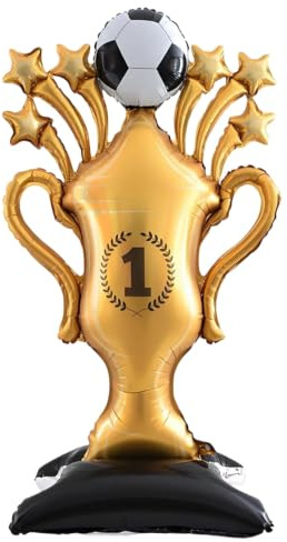 Fußball Pokal Folienballon, Stehend Fußball Luftballons, 150x82cm Stehender Pokal Folienballon für Geburtstag Party, Fußballspiel Thema Party Deko