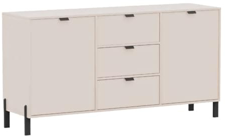 Masseno Kommode MINO 160 cm Sideboard mit 3 Schubladen und 2 Türen für Wohnzimmer Schlafzimmer Modern 160x45x85,5 cm Beige